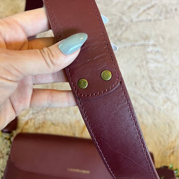 NWOT Lucky Brand Maya 100% Leather Ruby Wine Crossbody Purse - Picture 12 of 14